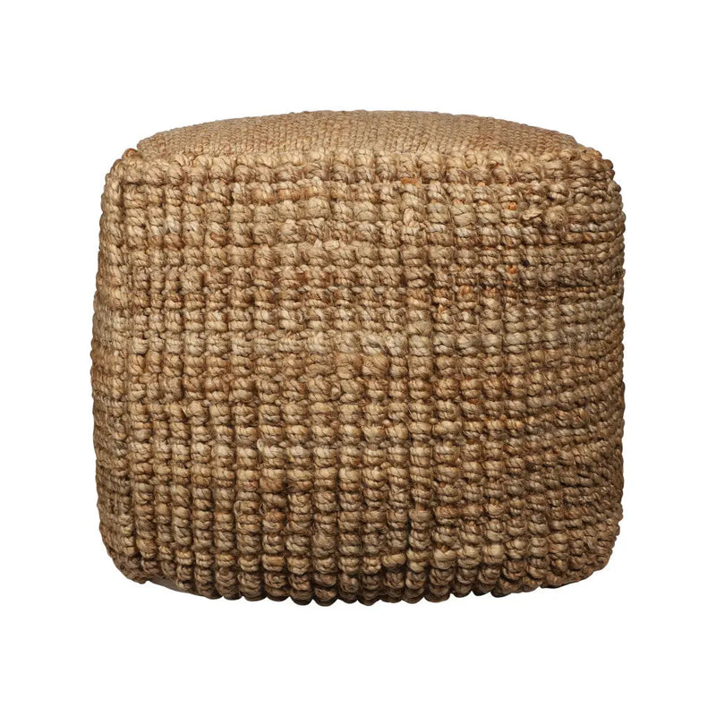 18" Natural Jute Blend Cube Pouf Ottoman Homeroots Living Room