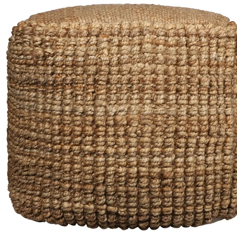 18" Natural Jute Blend Cube Pouf Ottoman Homeroots Living Room