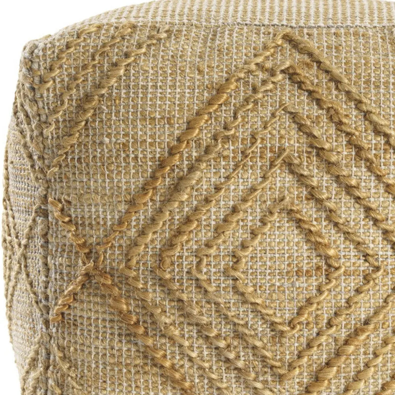 18" Natural Jute Blend Geometric Cube Pouf Ottoman Homeroots Living Room