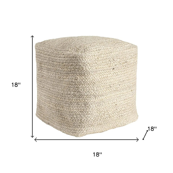 18" Natural Jute Pouf Ottoman Homeroots Living Room