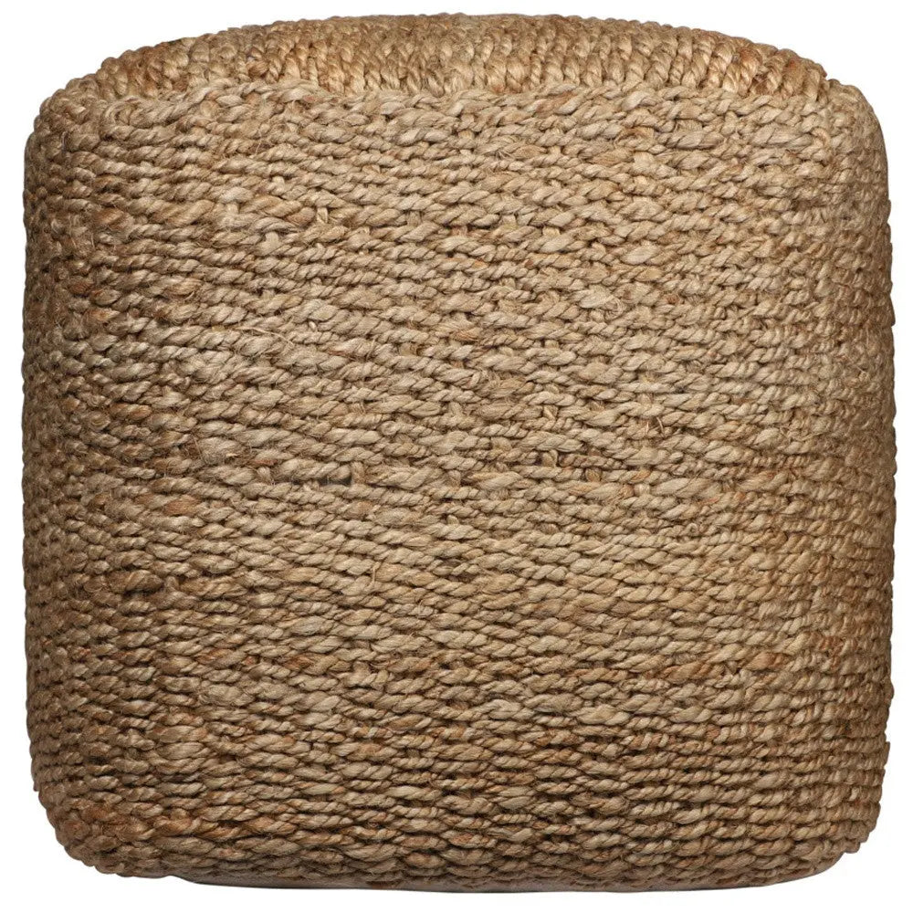 18" Natural Jute Woven Blend Cube Pouf Ottoman Homeroots Living Room