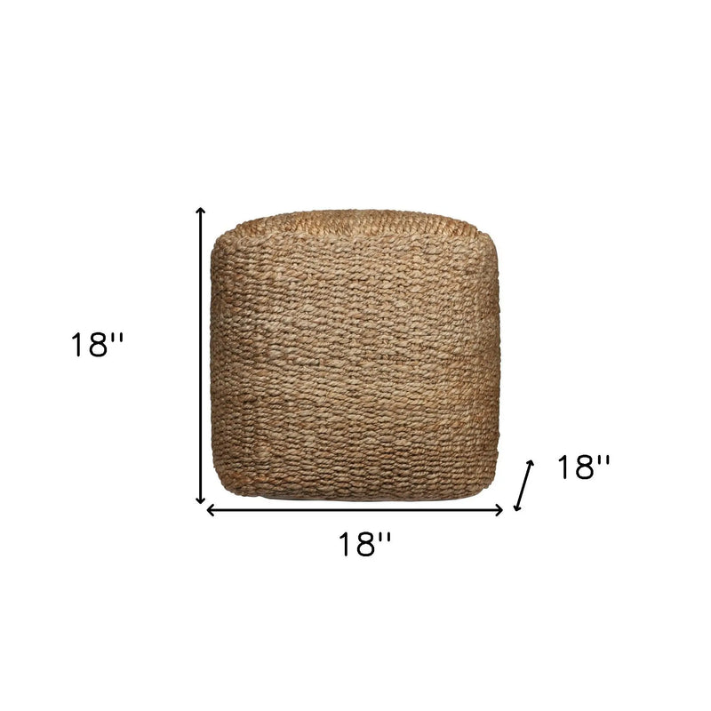 18" Natural Jute Woven Blend Cube Pouf Ottoman Homeroots Living Room