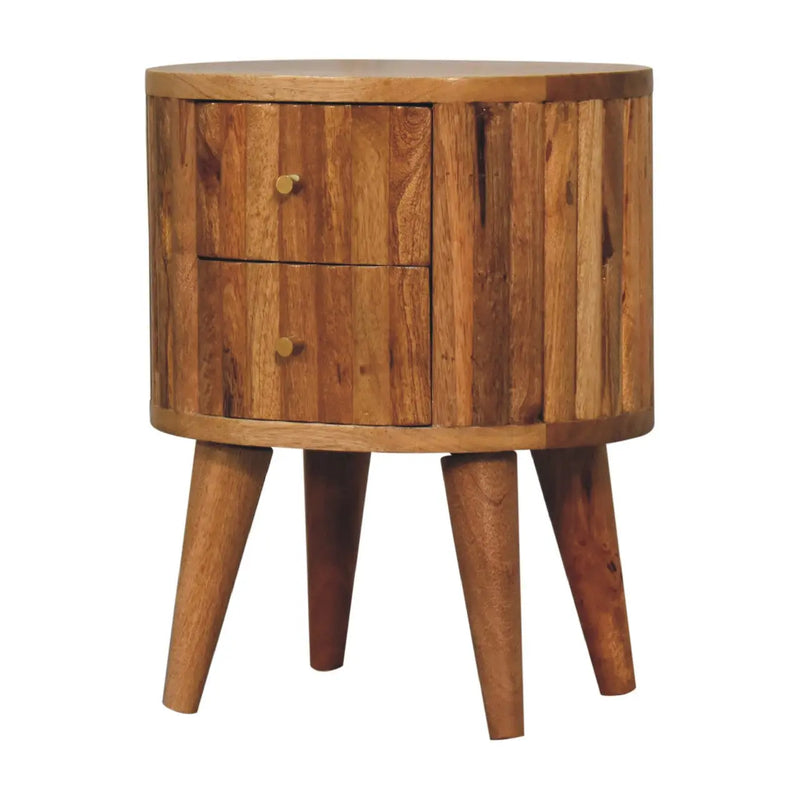 18" Natural Solid Wood Oval Two Drawer Nightstand Homeroots Bed & Bath