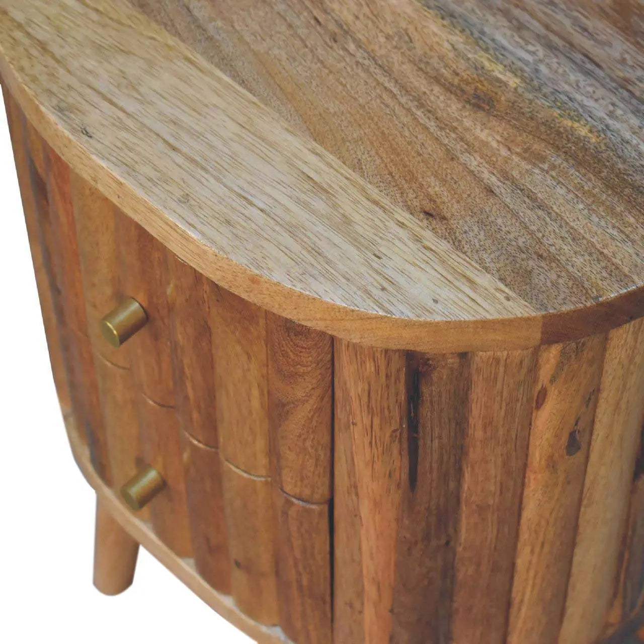 18" Natural Solid Wood Oval Two Drawer Nightstand Homeroots Bed & Bath