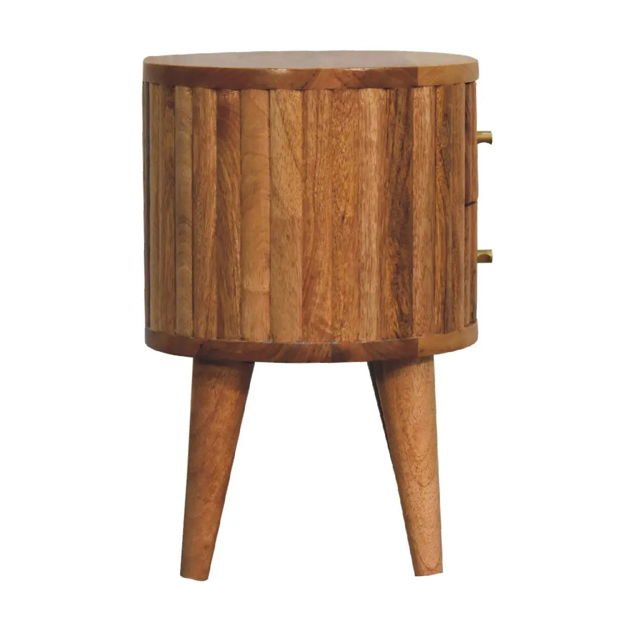 18" Natural Solid Wood Oval Two Drawer Nightstand Homeroots Bed & Bath