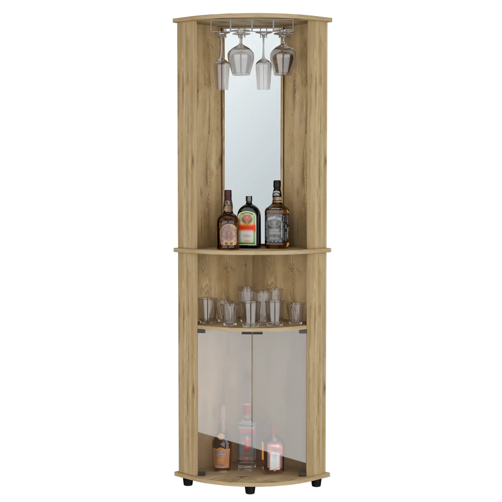18" Natural Wood Corner Bar Cabinet Homeroots Kitchen & Dining