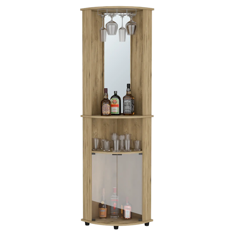 18" Natural Wood Corner Bar Cabinet Homeroots Kitchen & Dining