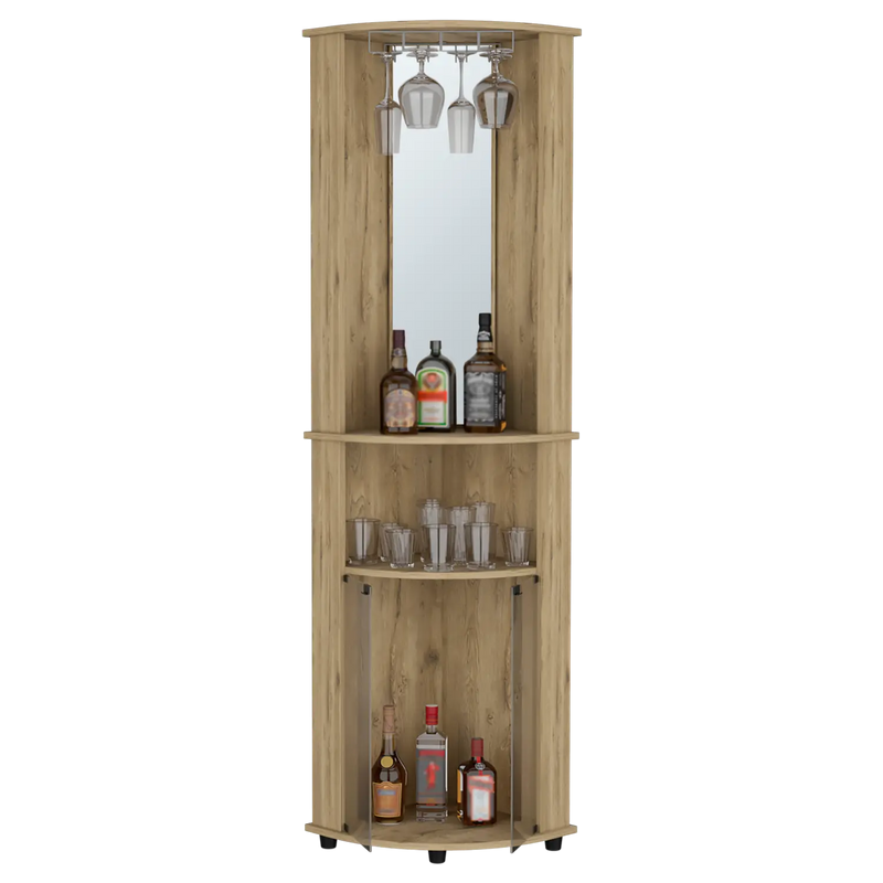 18" Natural Wood Corner Bar Cabinet Homeroots Kitchen & Dining