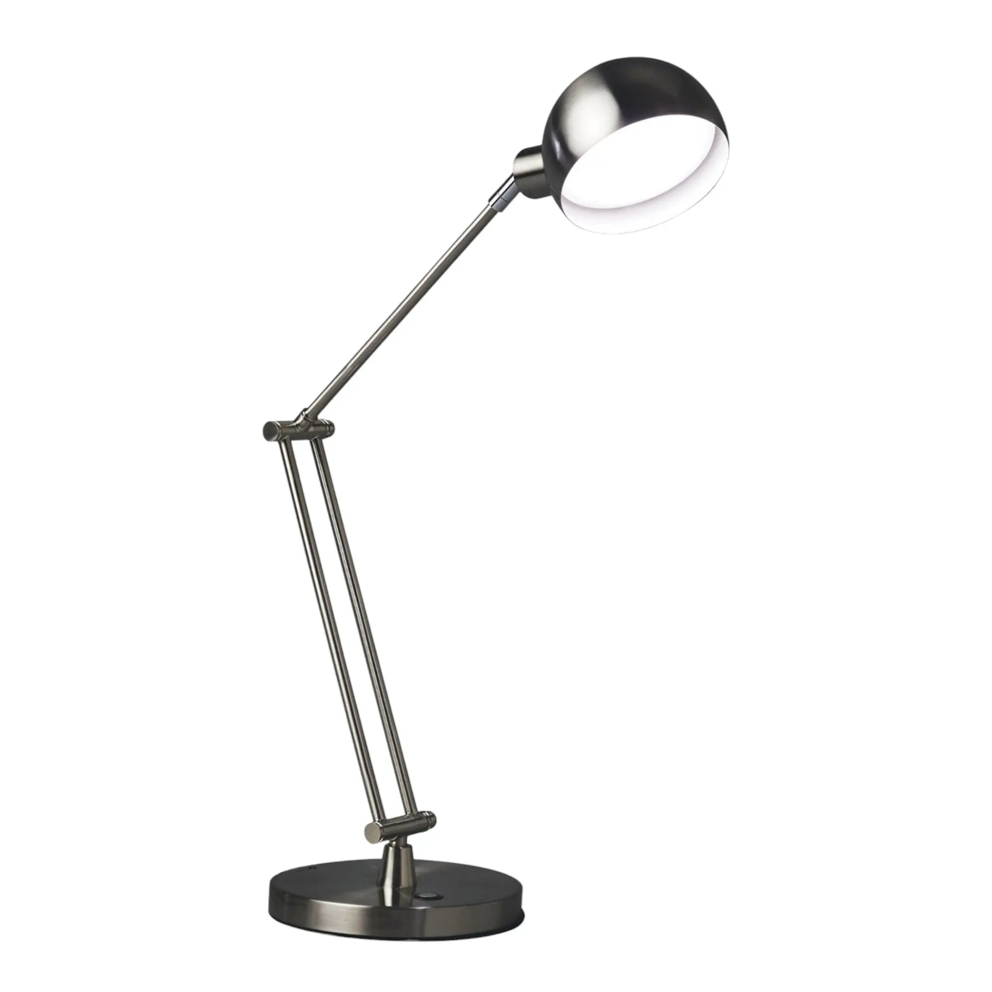18" Nickel Metal Adjustable Swing Arm LED Desk Lamp With USB Homeroots Lighting