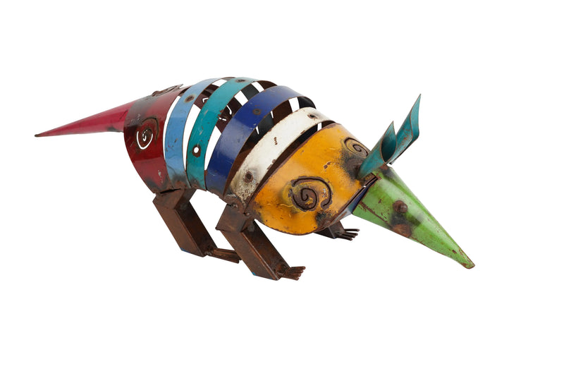 18" Rainbow Metal Armadillo Garden Art Homeroots Outdoor