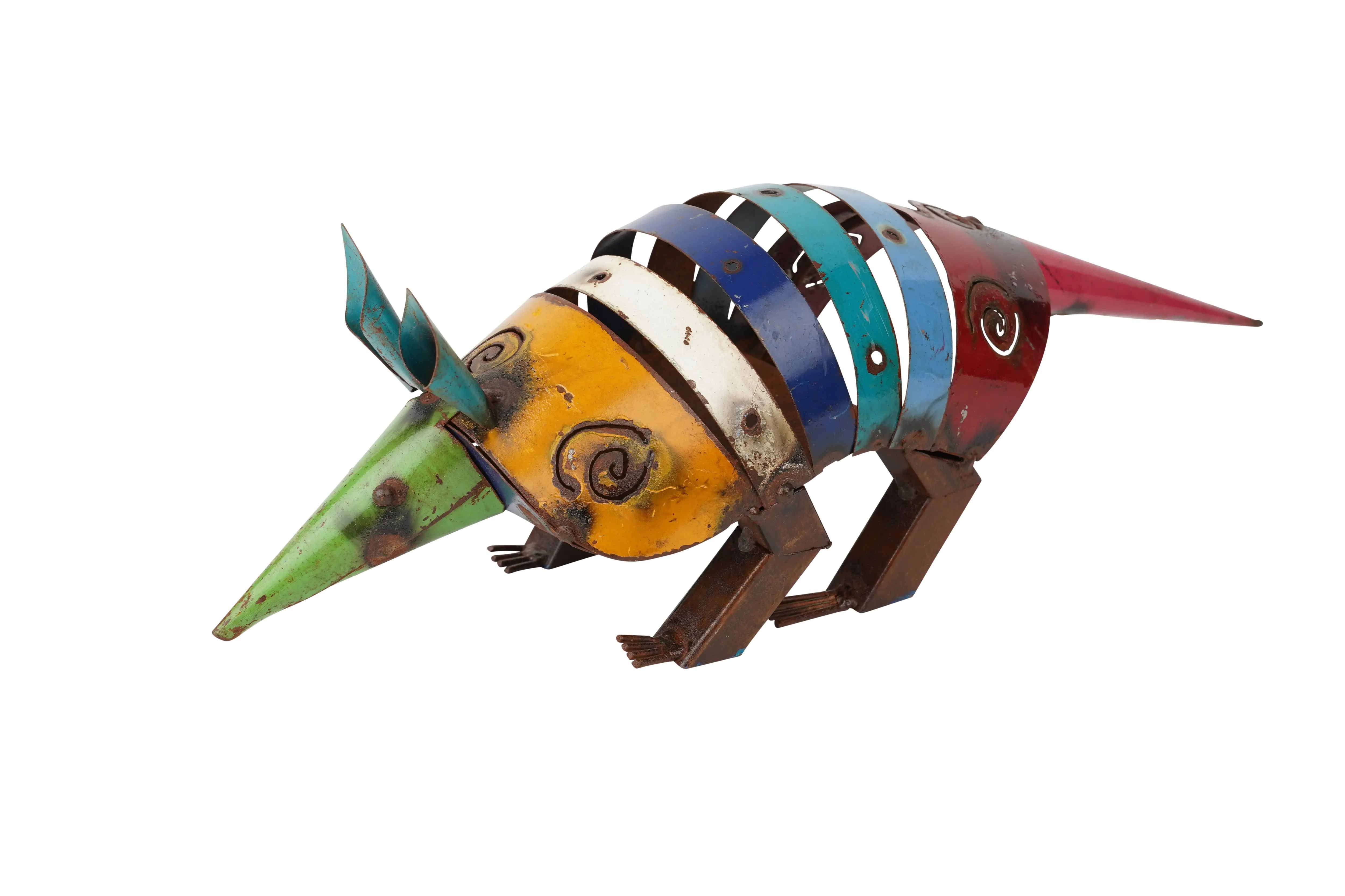 18" Rainbow Metal Armadillo Garden Art Homeroots Outdoor