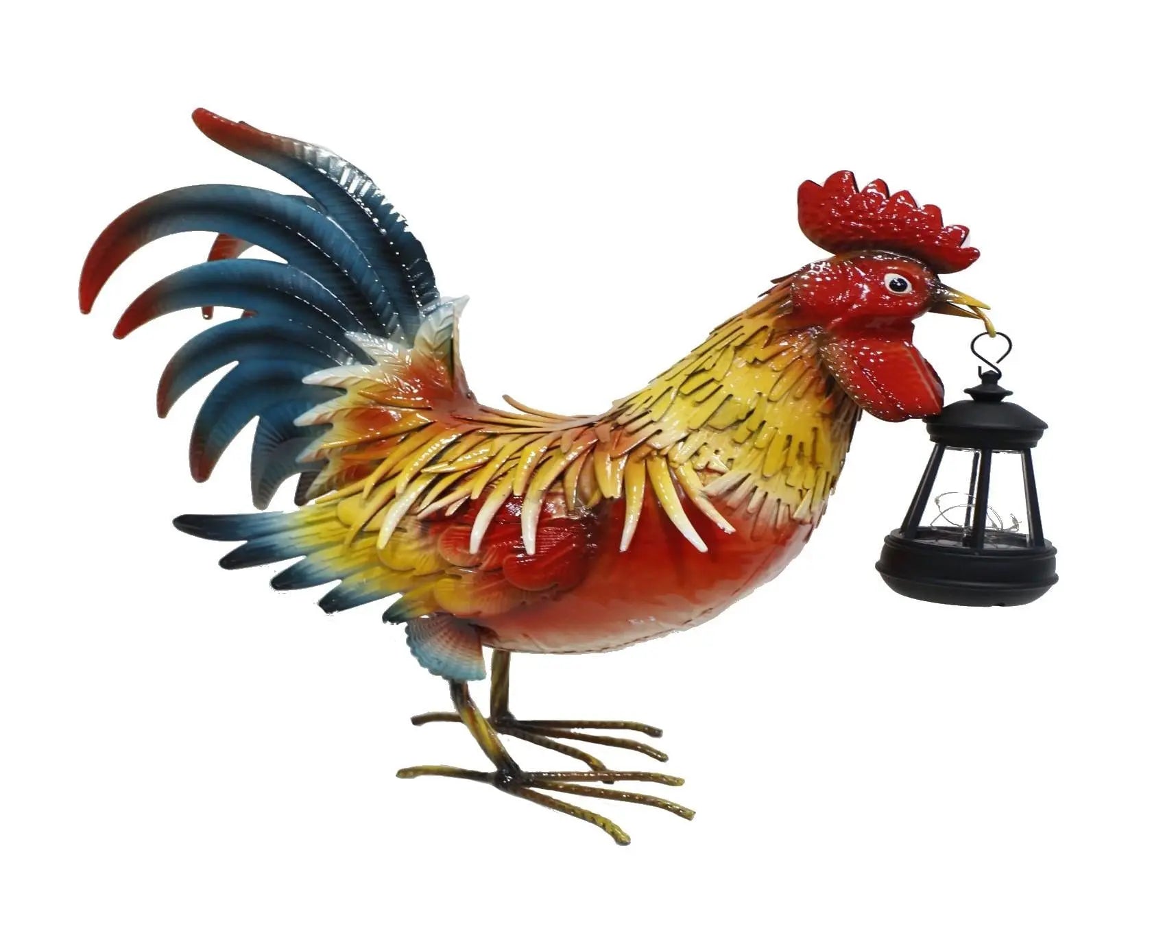 18" Red Blue And Yellow Metal LED lights Birds Garden Accents Accessories Homeroots Outdoor