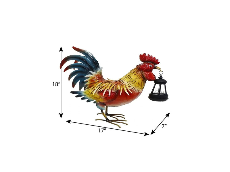 18" Red Blue And Yellow Metal LED lights Birds Garden Accents Accessories Homeroots Outdoor