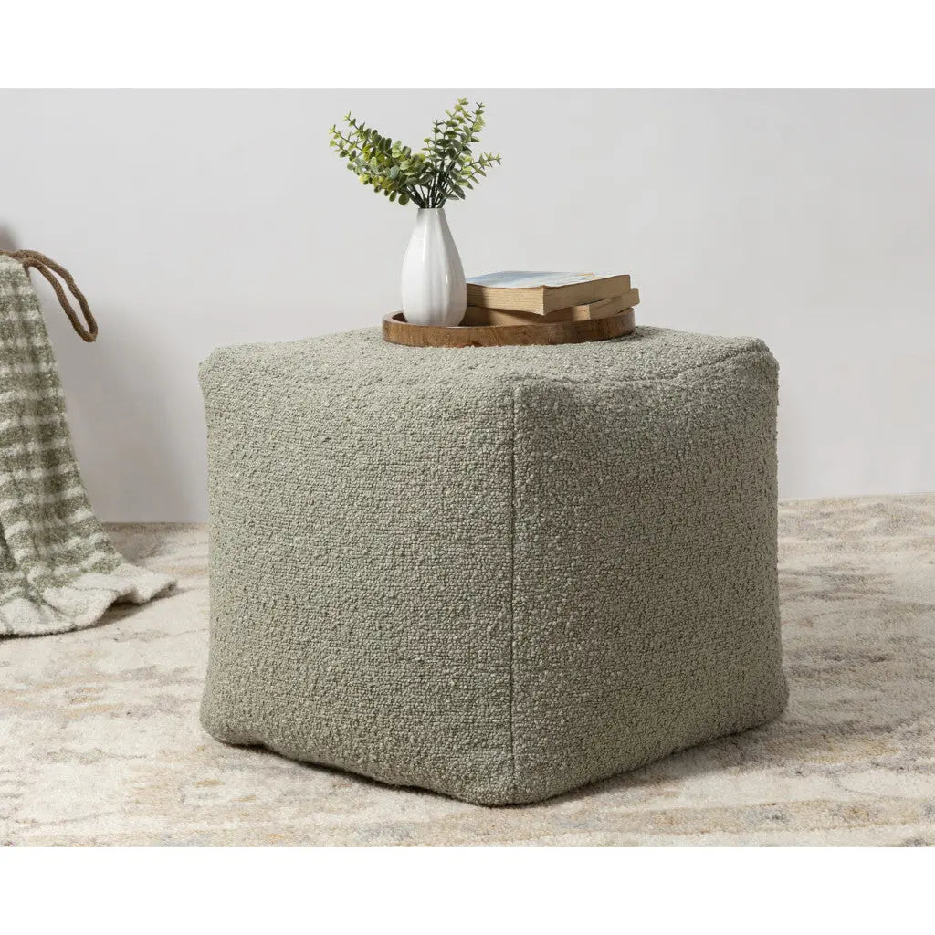 18" Sage Boucle Pouf Ottoman Homeroots Living Room