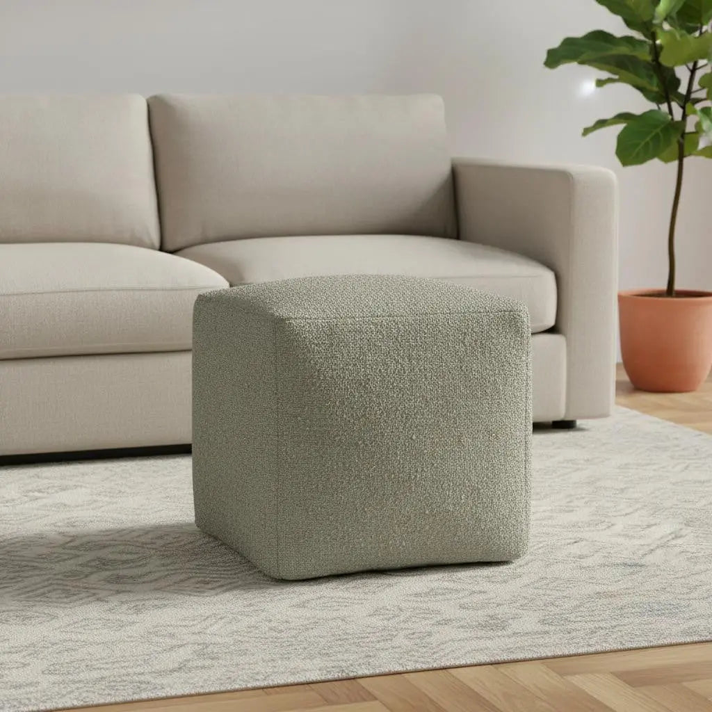 18" Sage Boucle Pouf Ottoman Homeroots Living Room