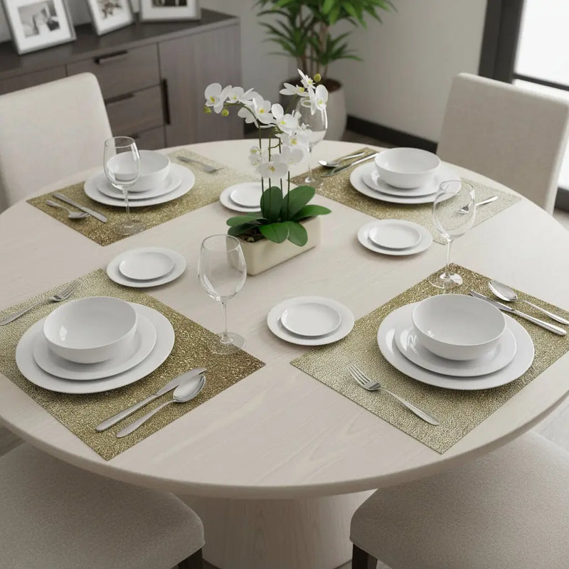 18" Set of Four Gold Vinyl Placemats Homeroots Kitchen & Dining