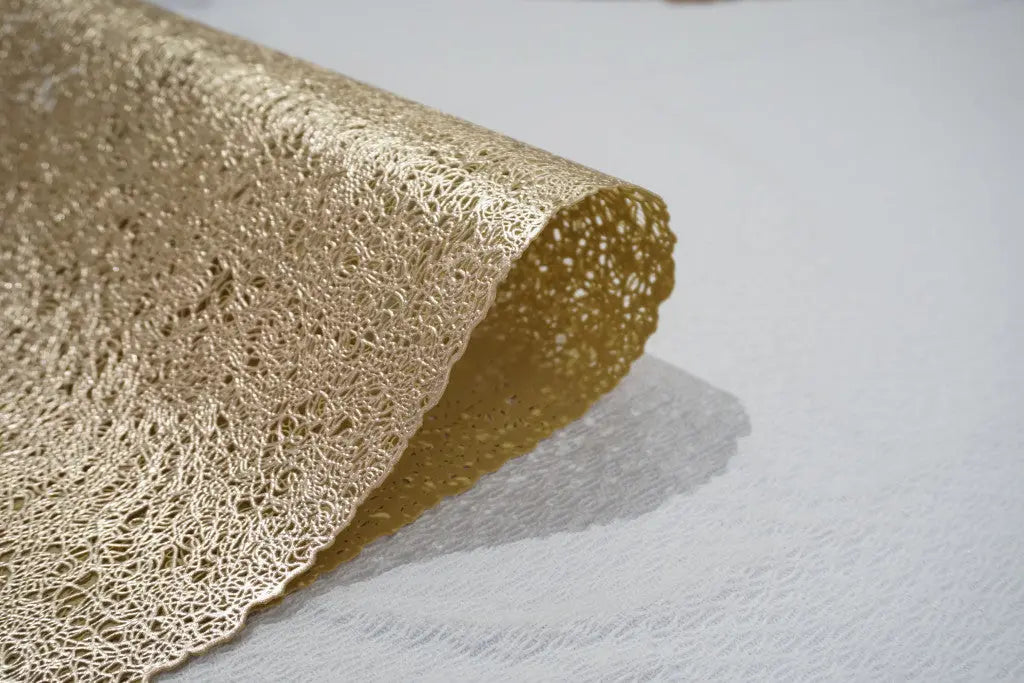 18" Set of Four Gold Vinyl Placemats Homeroots Kitchen & Dining
