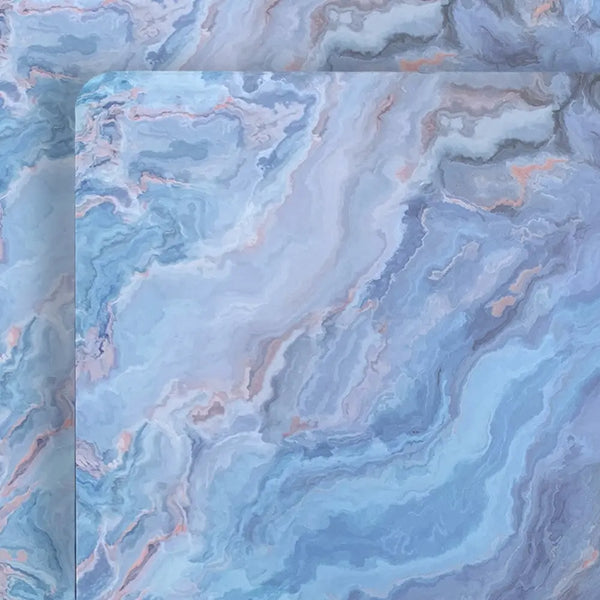 18" Set of Two Blue Abstract Faux Marble Cork Placemats Homeroots Kitchen & Dining