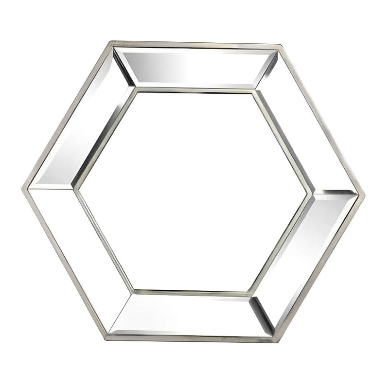 18" Silver Hexagon Glass Framed Accent Mirror Homeroots Bed & Bath