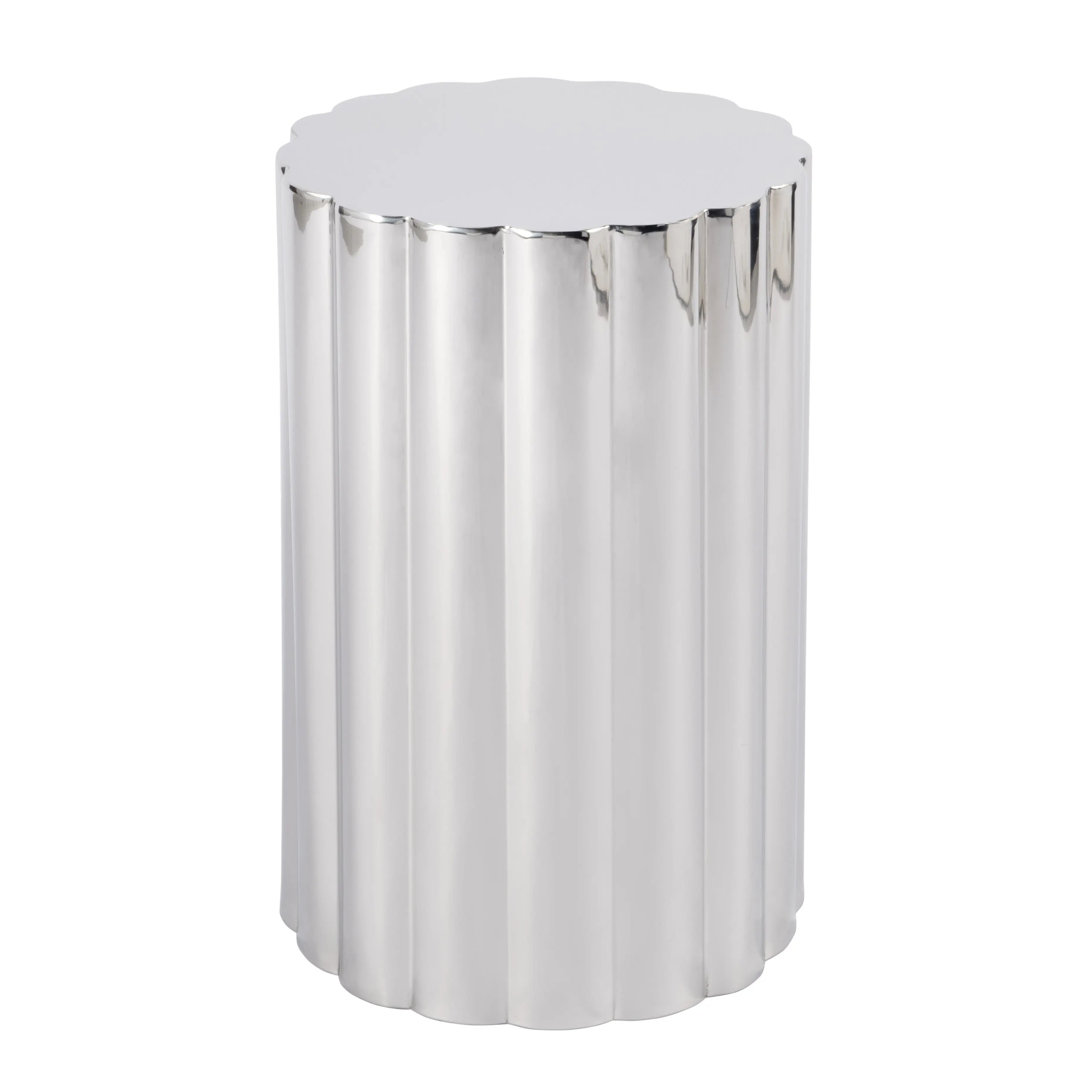 18" Silver Stainless Steel Block End Table - GreatEagleInc