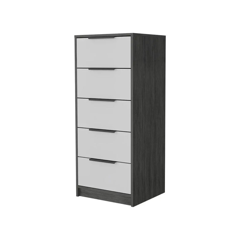 18" White And Gray Wood Five Drawer Dresser Homeroots Bed & Bath