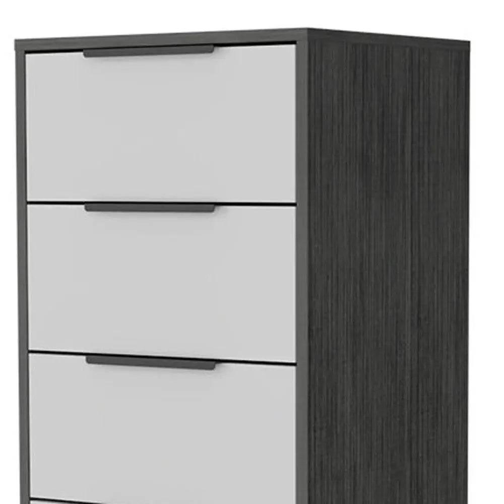 18" White And Gray Wood Five Drawer Dresser Homeroots Bed & Bath