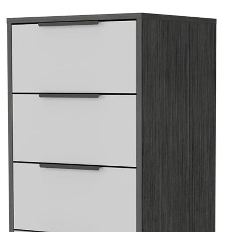 18" White And Gray Wood Five Drawer Dresser Homeroots Bed & Bath