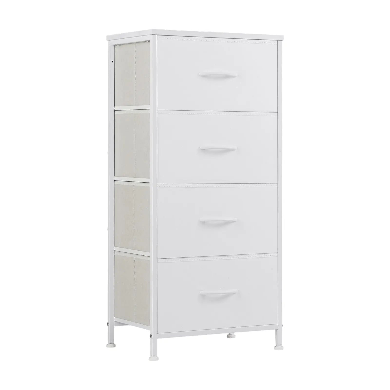 18" White Fabric Wood and Metal Four Drawer Lingerie Chest Homeroots Bed & Bath