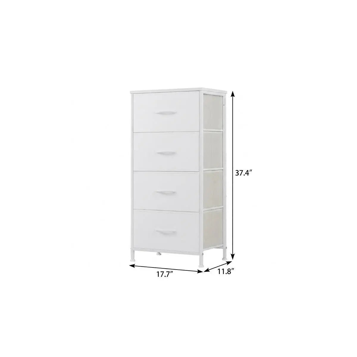 18" White Fabric Wood and Metal Four Drawer Lingerie Chest Homeroots Bed & Bath
