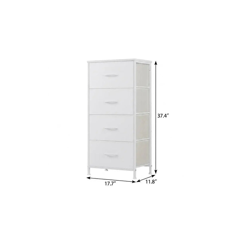 18" White Fabric Wood and Metal Four Drawer Lingerie Chest Homeroots Bed & Bath