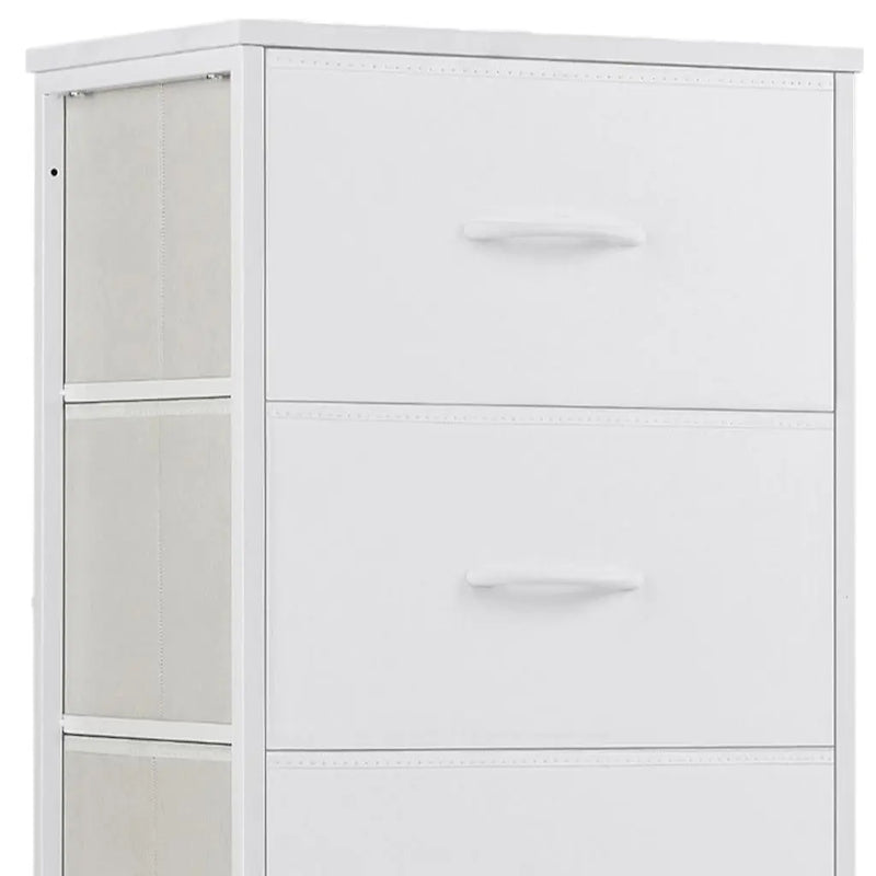 18" White Fabric Wood and Metal Four Drawer Lingerie Chest Homeroots Bed & Bath