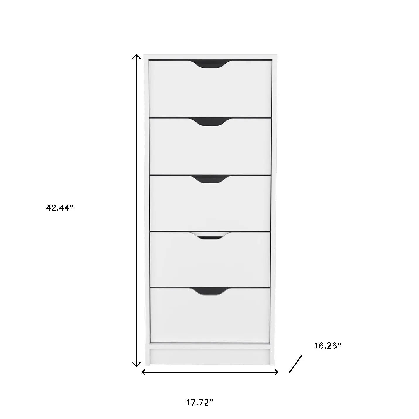 18" White Five Drawer Standard Chest Homeroots Bed & Bath
