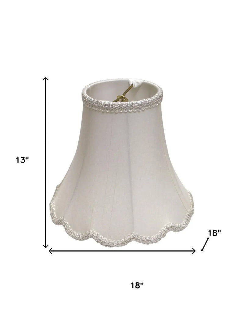 18" White Slanted Scallop Bell Monay Shantung Lampshade Homeroots Lighting