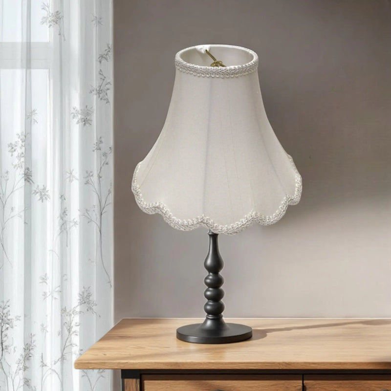 18" White Slanted Scallop Bell Monay Shantung Lampshade Homeroots Lighting