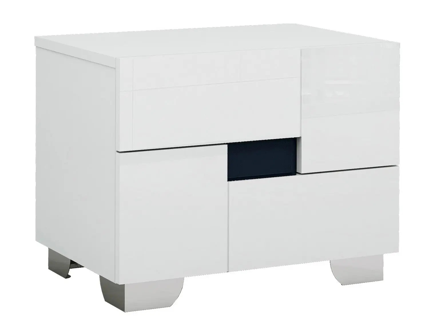 18" White Solid and Manufactured Wood And Mirrored Glass Two Drawer Nightstand Homeroots Bed & Bath