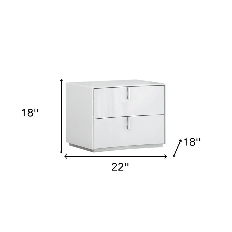 18" White Two Drawers Manufactured Wood Nightstand Homeroots Bed & Bath