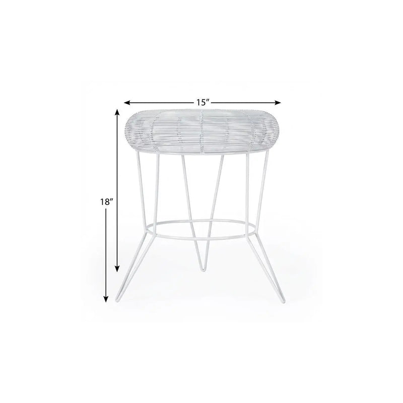 18" White Wire Round top End Table Homeroots Living Room