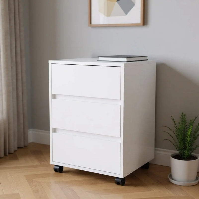18" White Wood Accent Cabinet With Three Drawers Homeroots Kitchen & Dining