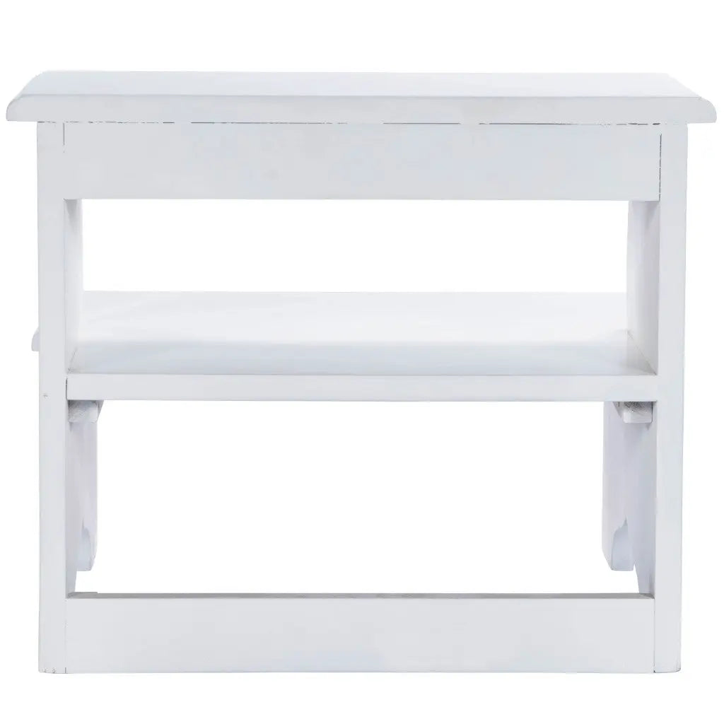 18" White Wood Footstool - GreatEagleInc