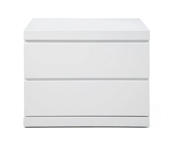 18" White Wood Two Drawer Nightstand Homeroots Bed & Bath