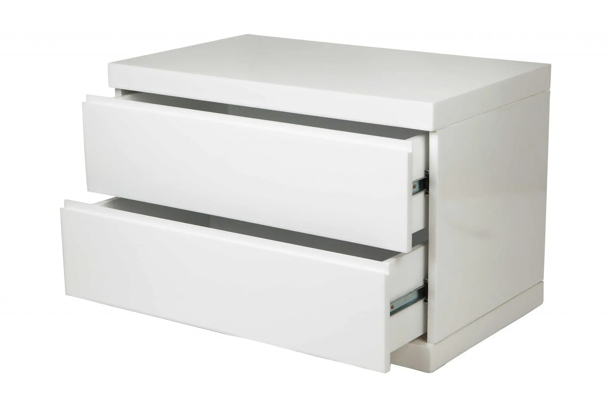 18" White Wood Two Drawer Nightstand Homeroots Bed & Bath