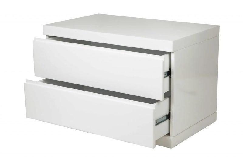 18" White Wood Two Drawer Nightstand Homeroots Bed & Bath