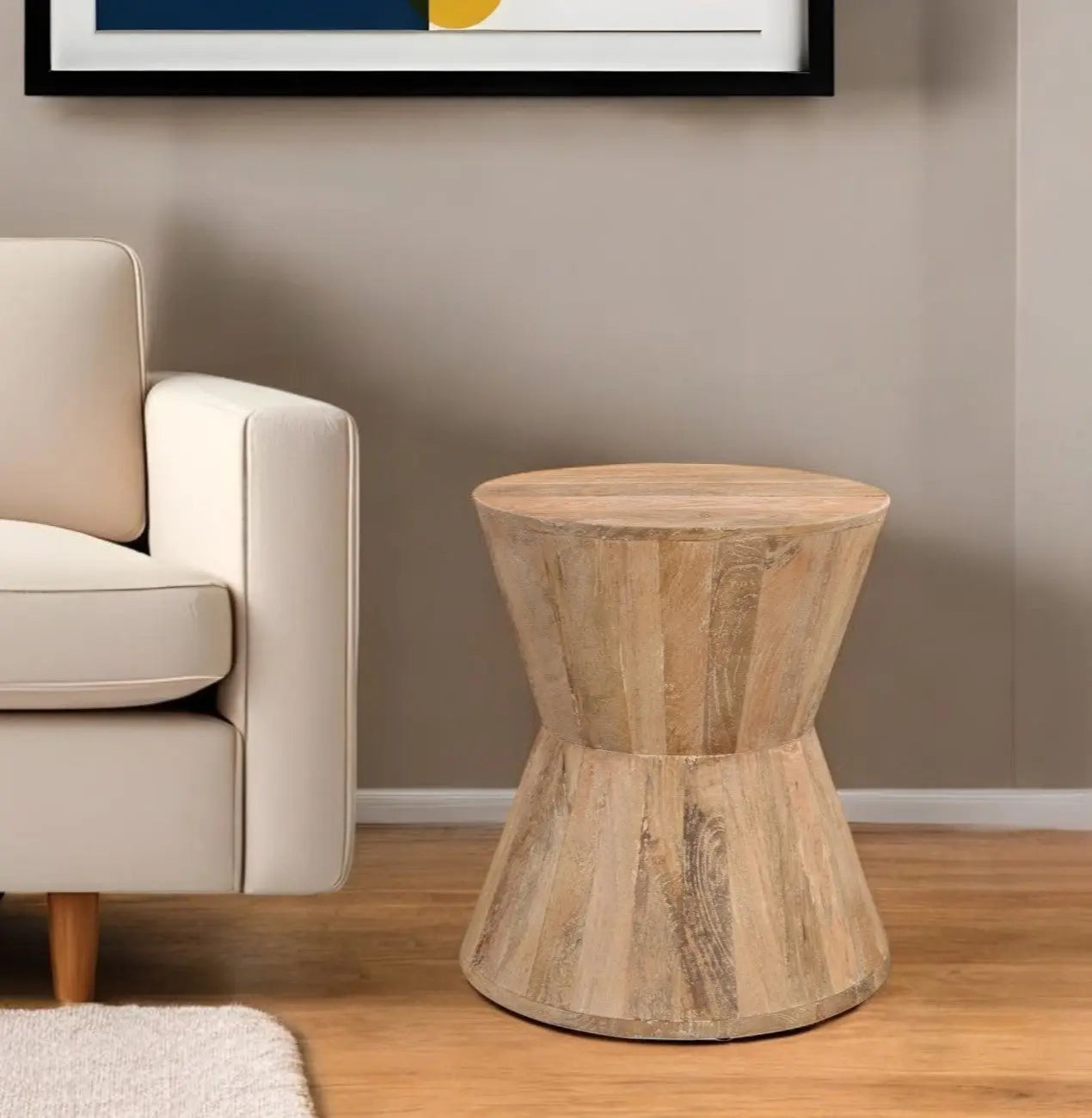 18" Wood Brown And Brown Wood Solid Wood Round End Table Homeroots Living Room
