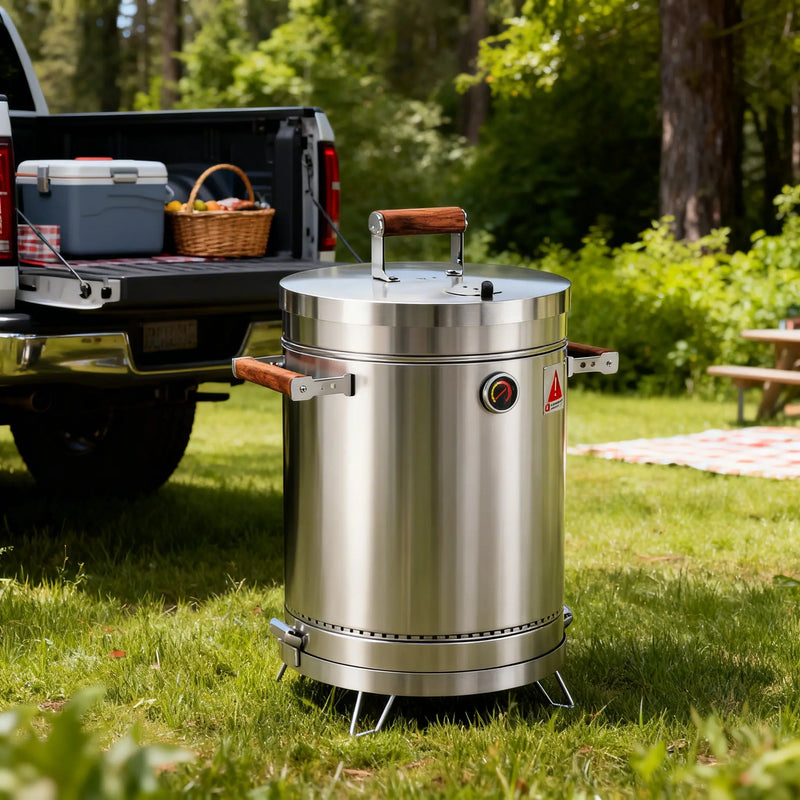 18" X 12" Silver Stainless Steel Portable Smoker Barrel Homeroots Outdoor
