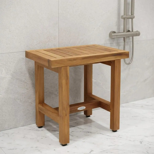 18" X 18" Brown Teak Rectangular Shower Bench Homeroots Bed & Bath