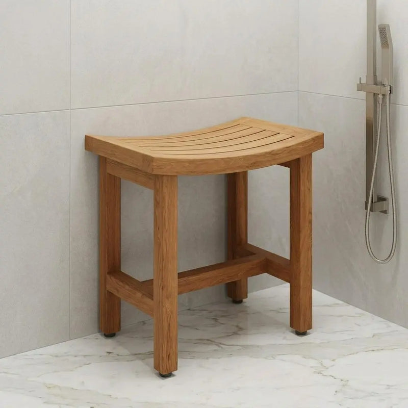 18" X 18" Brown Teak Rectangular Shower Bench Homeroots Bed & Bath
