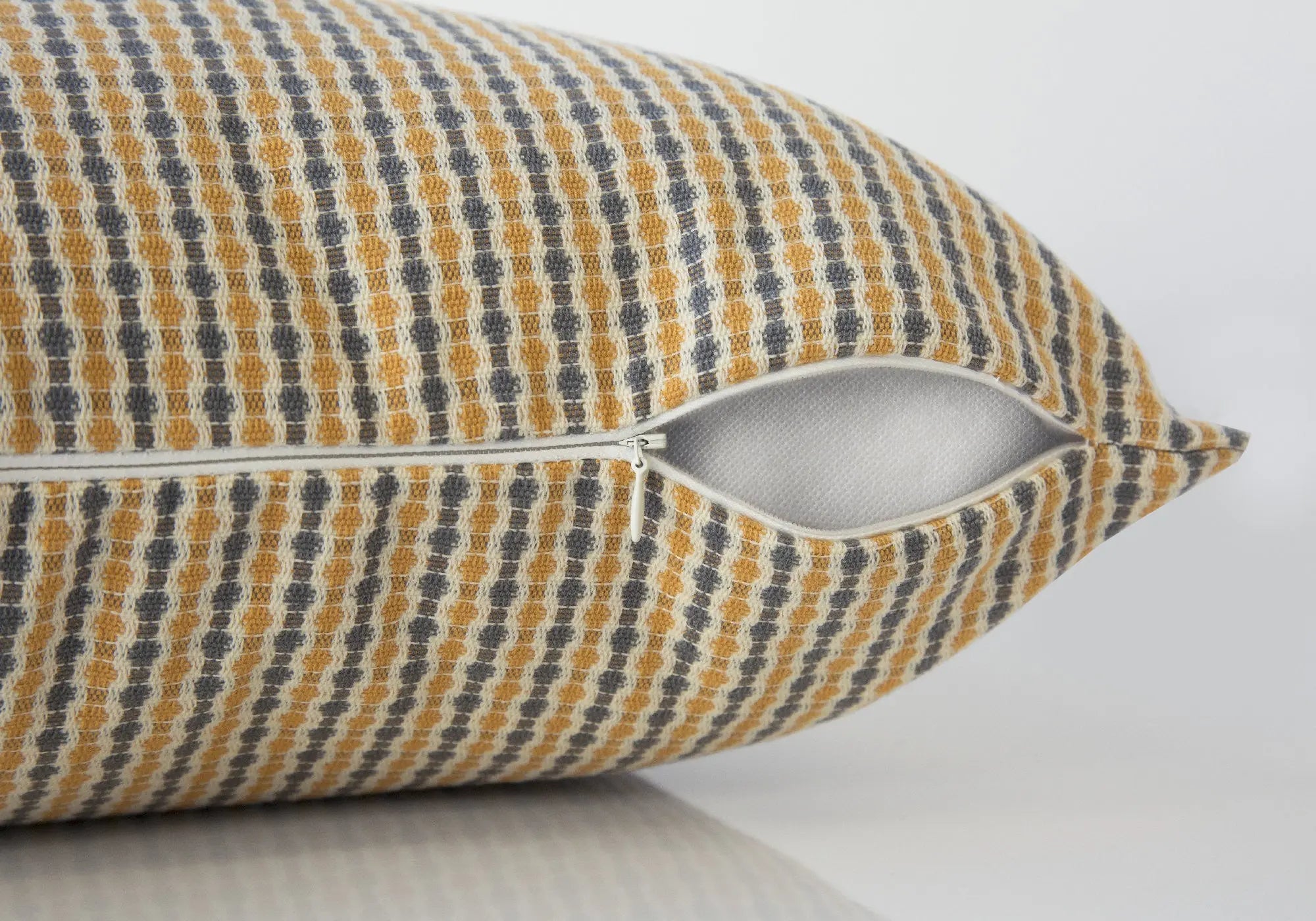 18" X 18" Gray and Gold Polyester Striped Zippered Pillow Homeroots Home Decor