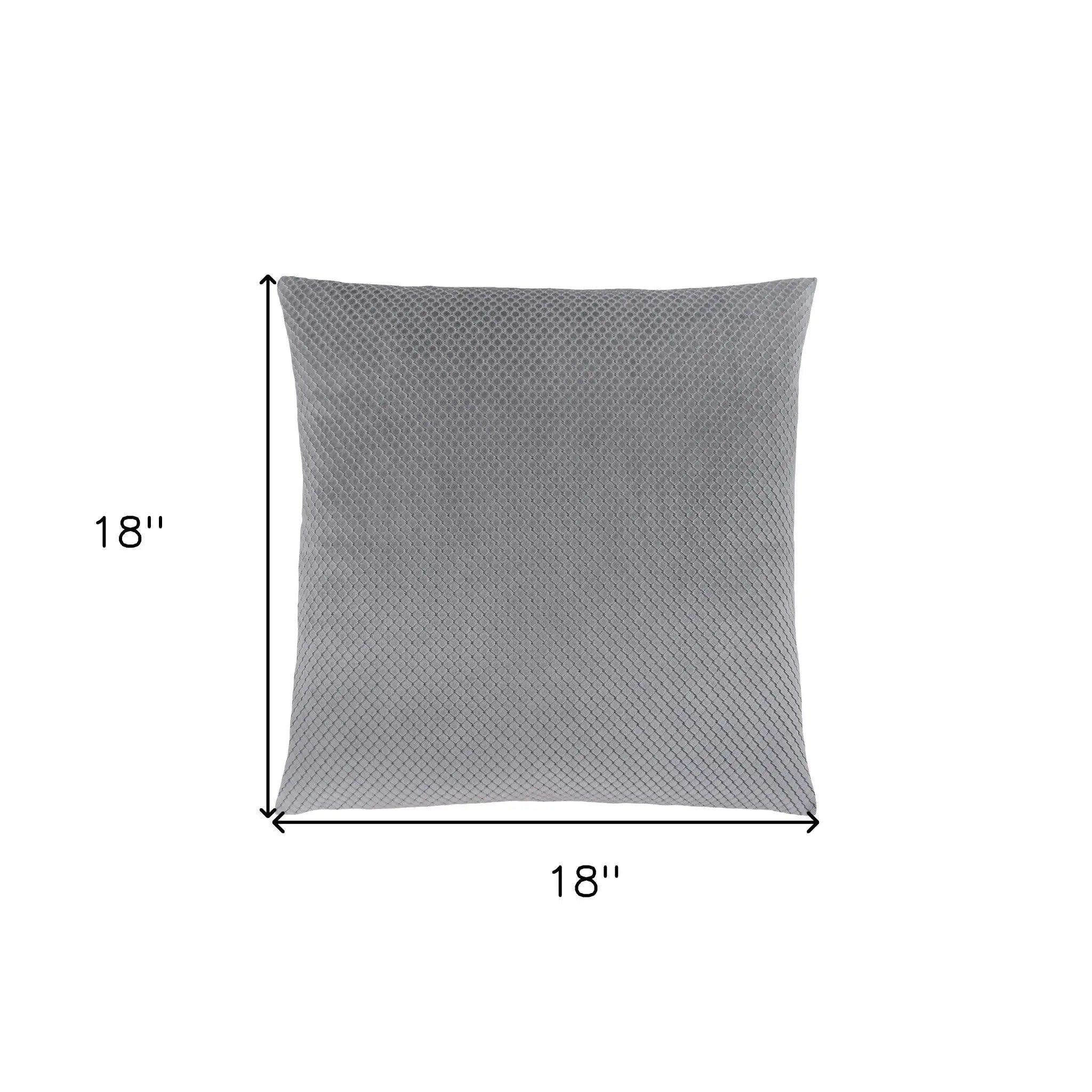 18" X 18" Silver Velvet Polyester Diamond Zippered Pillow Homeroots Home Decor