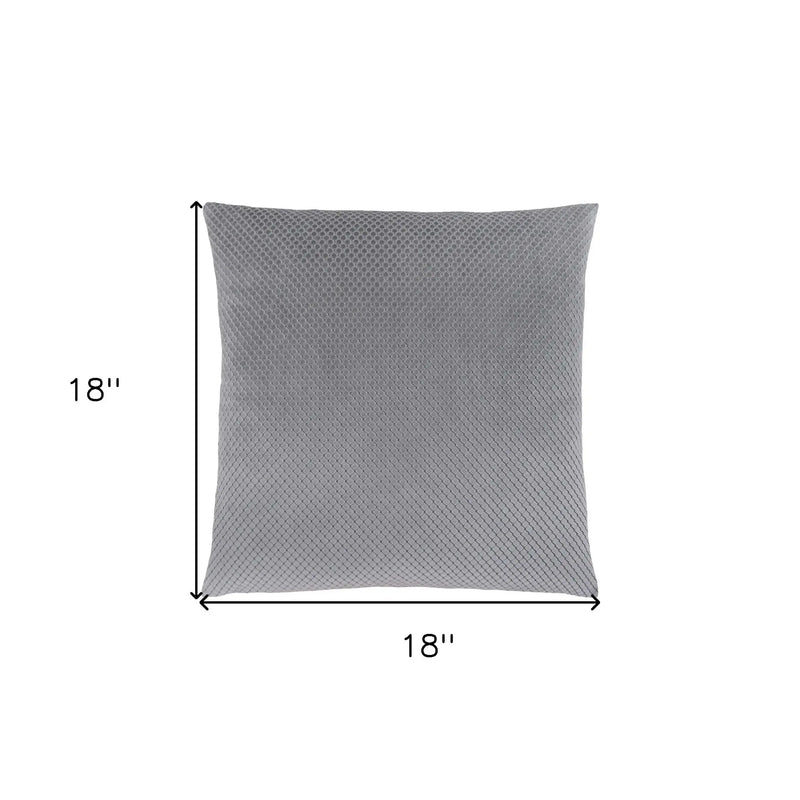 18" X 18" Silver Velvet Polyester Diamond Zippered Pillow Homeroots Home Decor