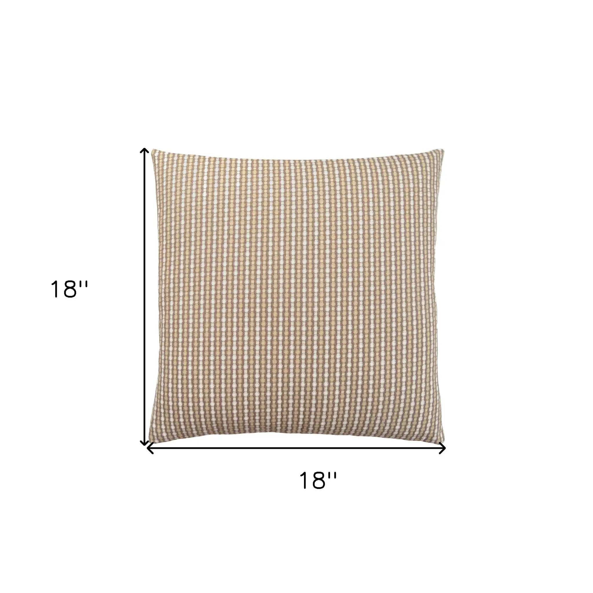18" X 18" Taupe Polyester Striped Zippered Pillow Homeroots Home Decor